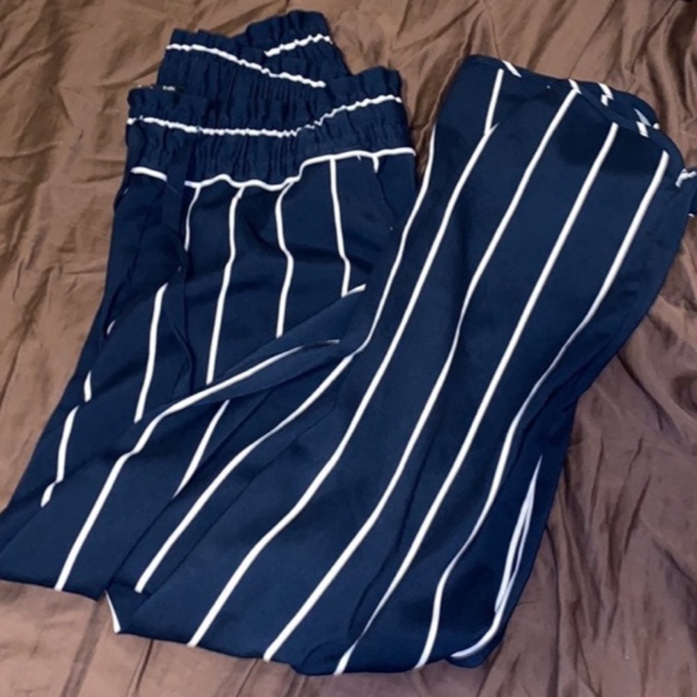 trf collection zara striped blue pants